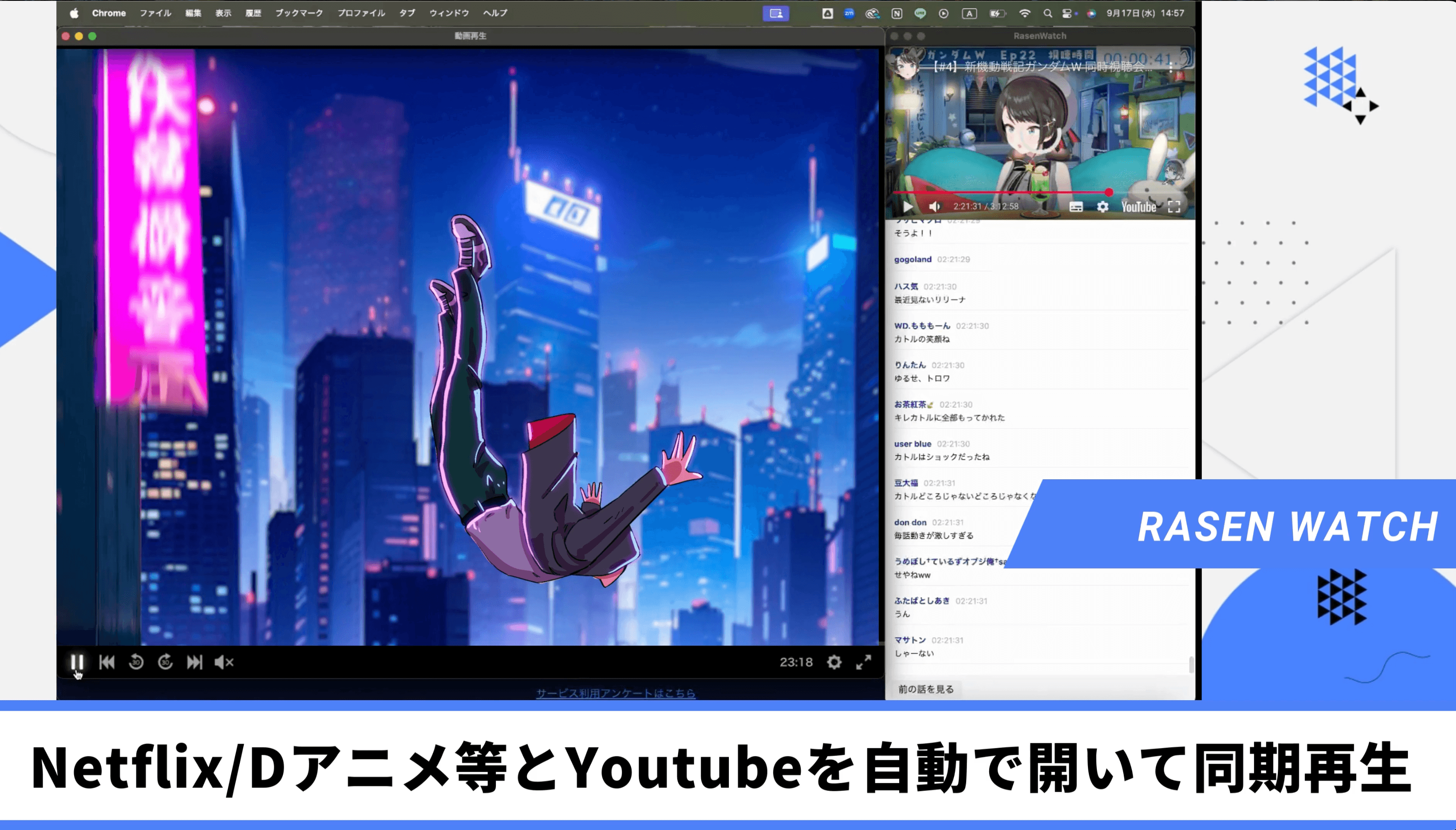 ワンクリックで配信と作品を同期しているイメージ